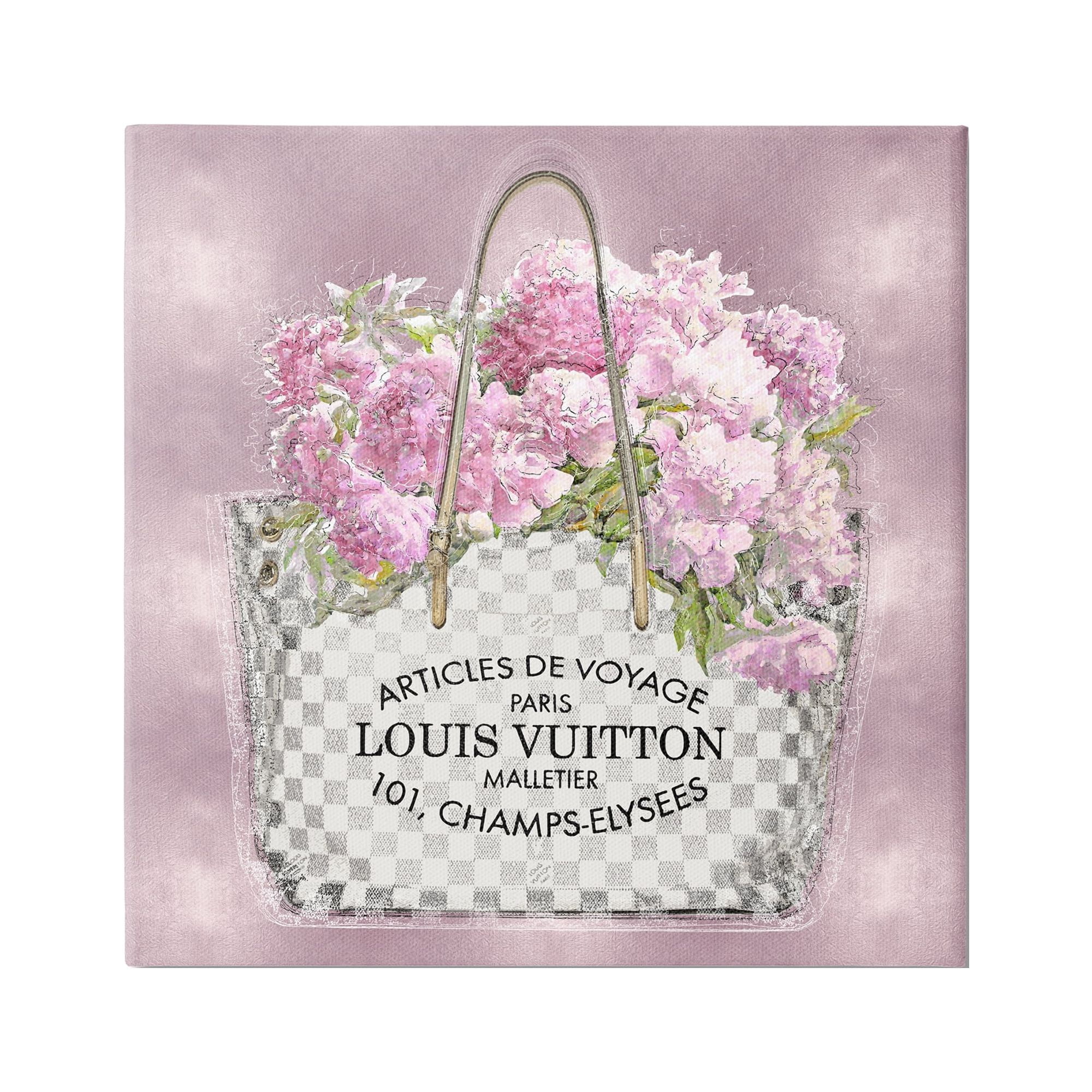 Pink Glam Floral Handbag Abstract Canvas Wall Art, 17 x 17