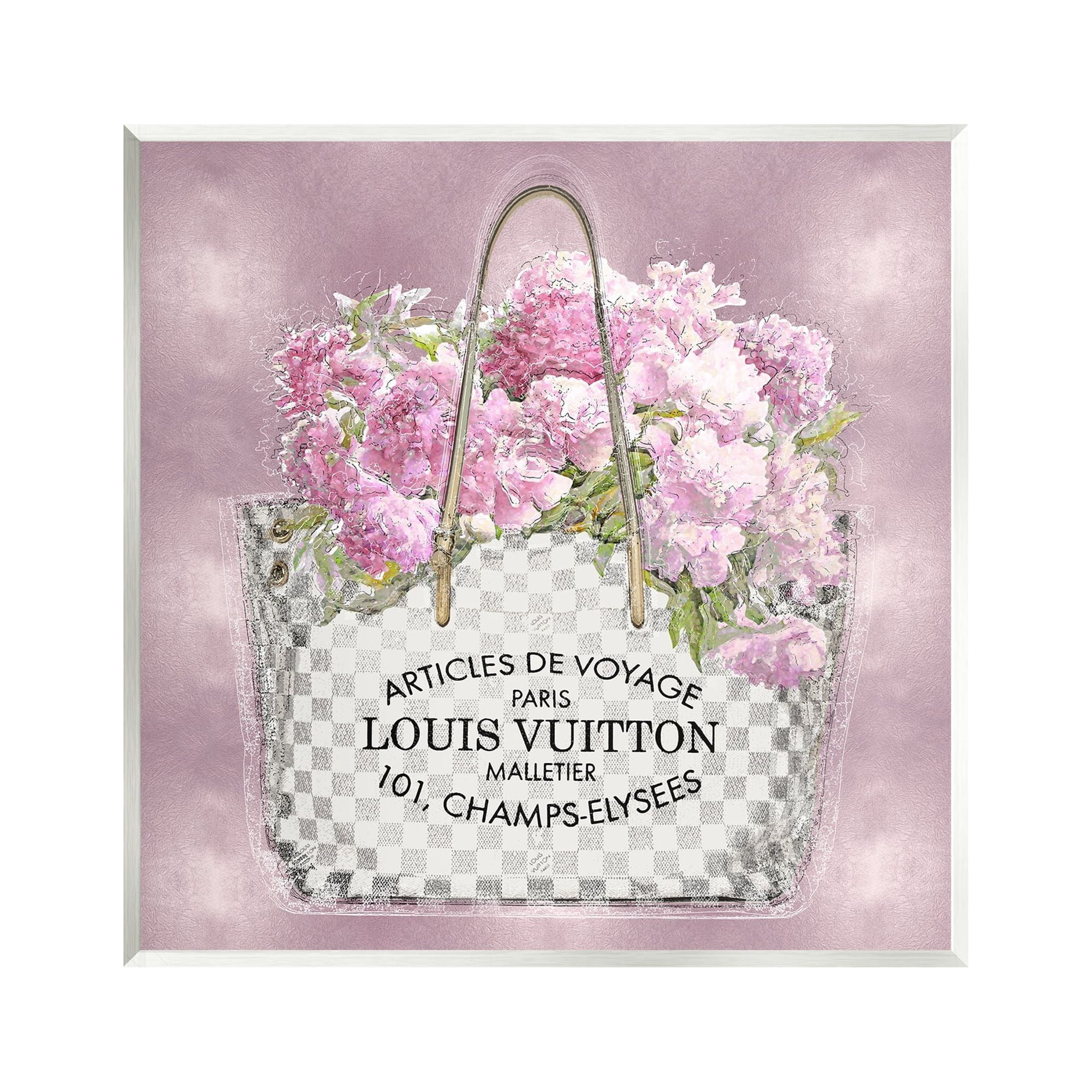 Stupell Industries Pink Glam Floral Handbag Botanical & Floral Painting Unframed Art Print Wall Art, 12 x 12