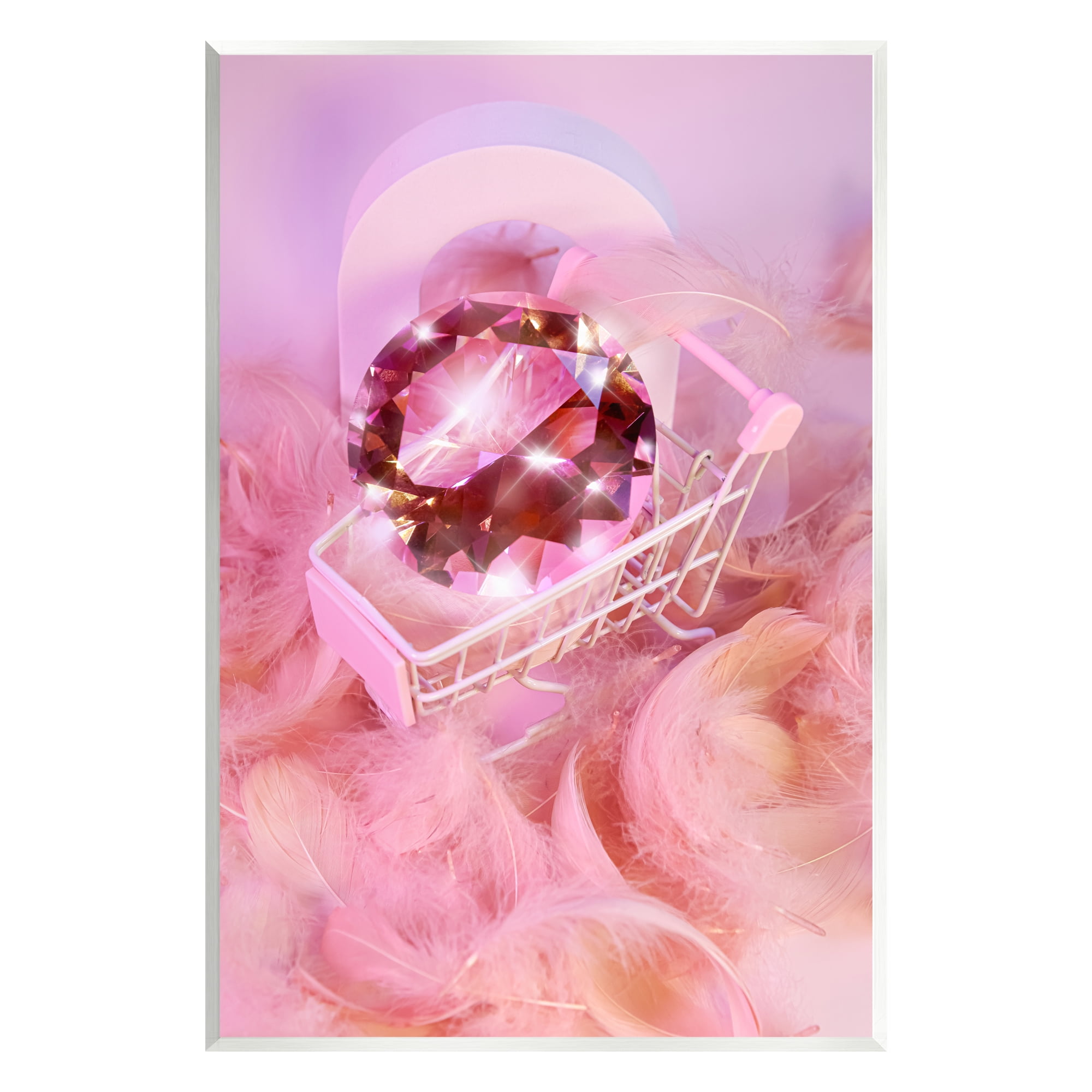 Stupell Industries Pink Glam Gem in Cart Beauty & Fashion Painting Unframed Art Print Wall Art, 13 x 19