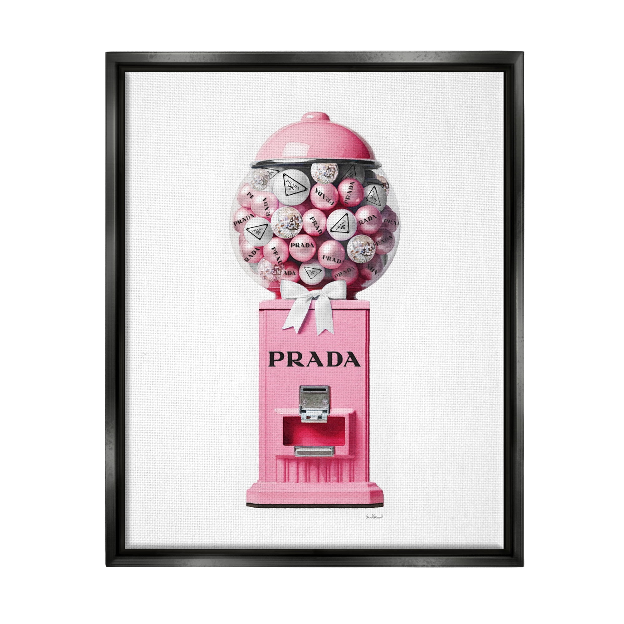 Stupell Industries Pink Glam Gumball Machine Beauty & Fashion Painting Black Floater Framed Canvas Art Print Wall Art, 25 x 31