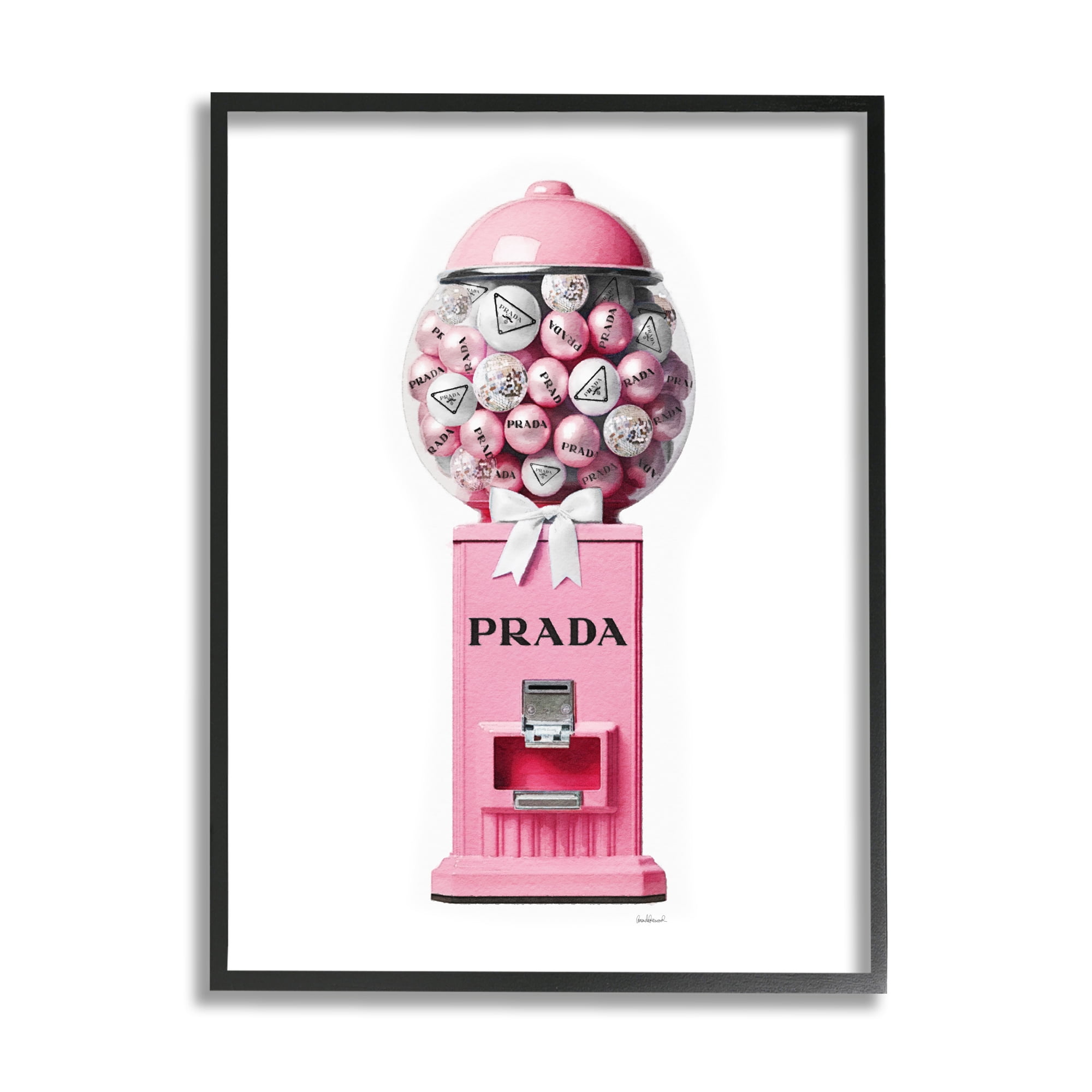Stupell Industries Pink Glam Gumball Machine Beauty & Fashion Painting Black Framed Art Print Wall Art, 24 x 30