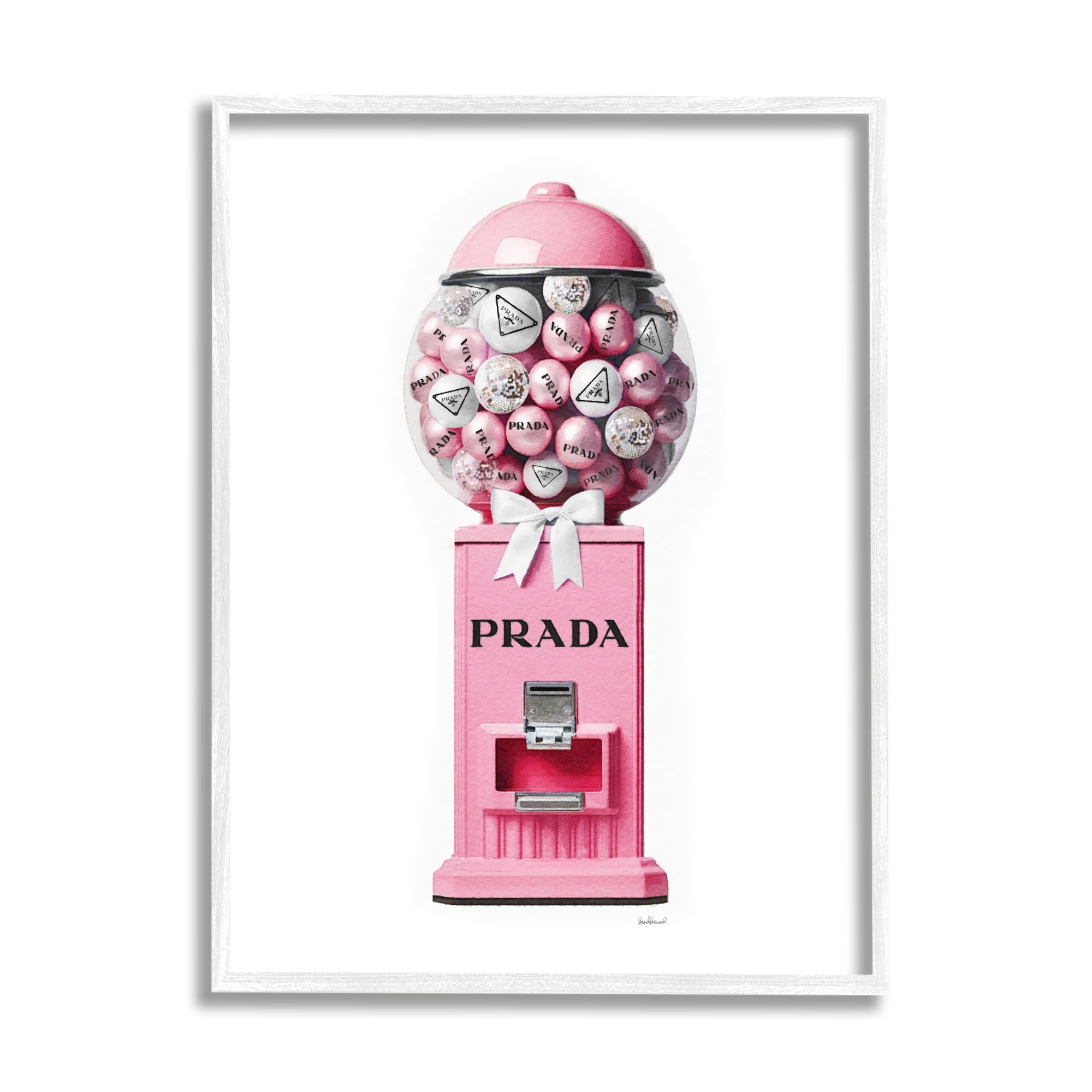 Stupell Industries Pink Glam Gumball Machine Beauty & Fashion Painting White Framed Art Print Wall Art, 24 x 30
