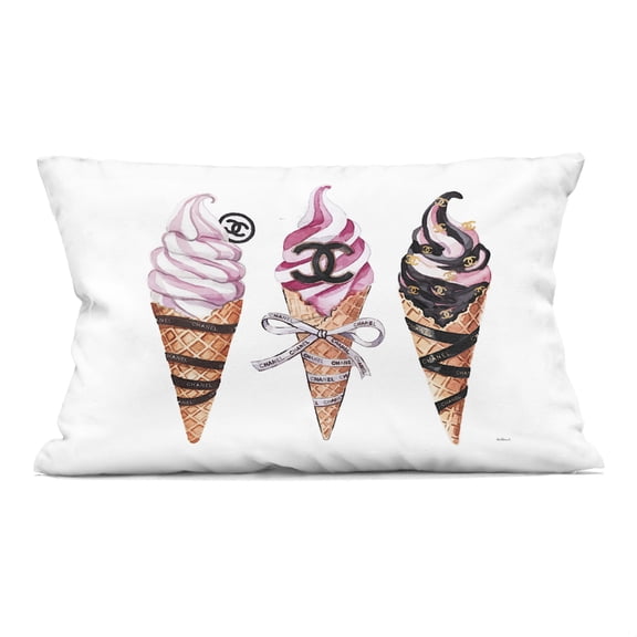 Stupell Industries Pink Glam Ice Cream Trio Decorative Printed Throw Pillow design by Amanda Greenwood, 14 x 7 x 20