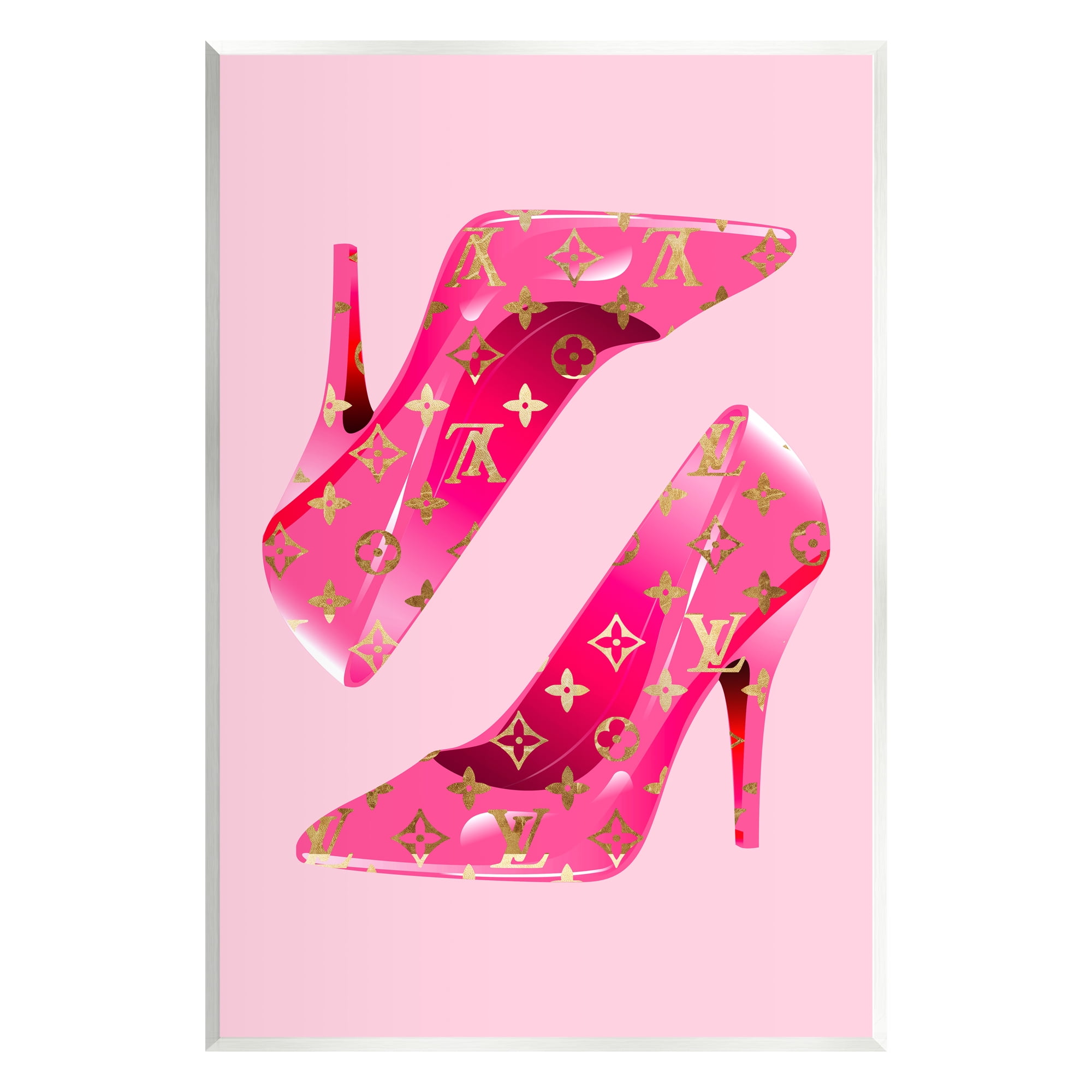 Stupell Industries Pink Glam Logo Shoes Beauty & Fashion Painting Unframed Art Print Wall Art, 10 x 15