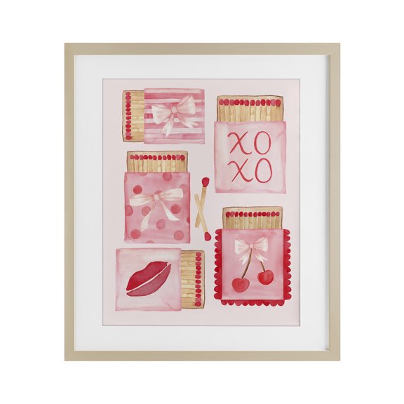 Stupell Industries Pink Glam Matchbook Composition Birch Framed Print Under Glass design by Nina Jacobs, 16 x 13