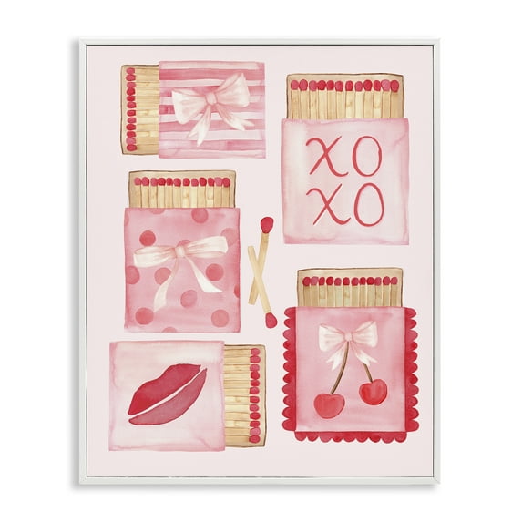 Stupell Industries Pink Glam Matchbook Composition White Framed Giclee Art design by Nina Jacobs, 30 x 24