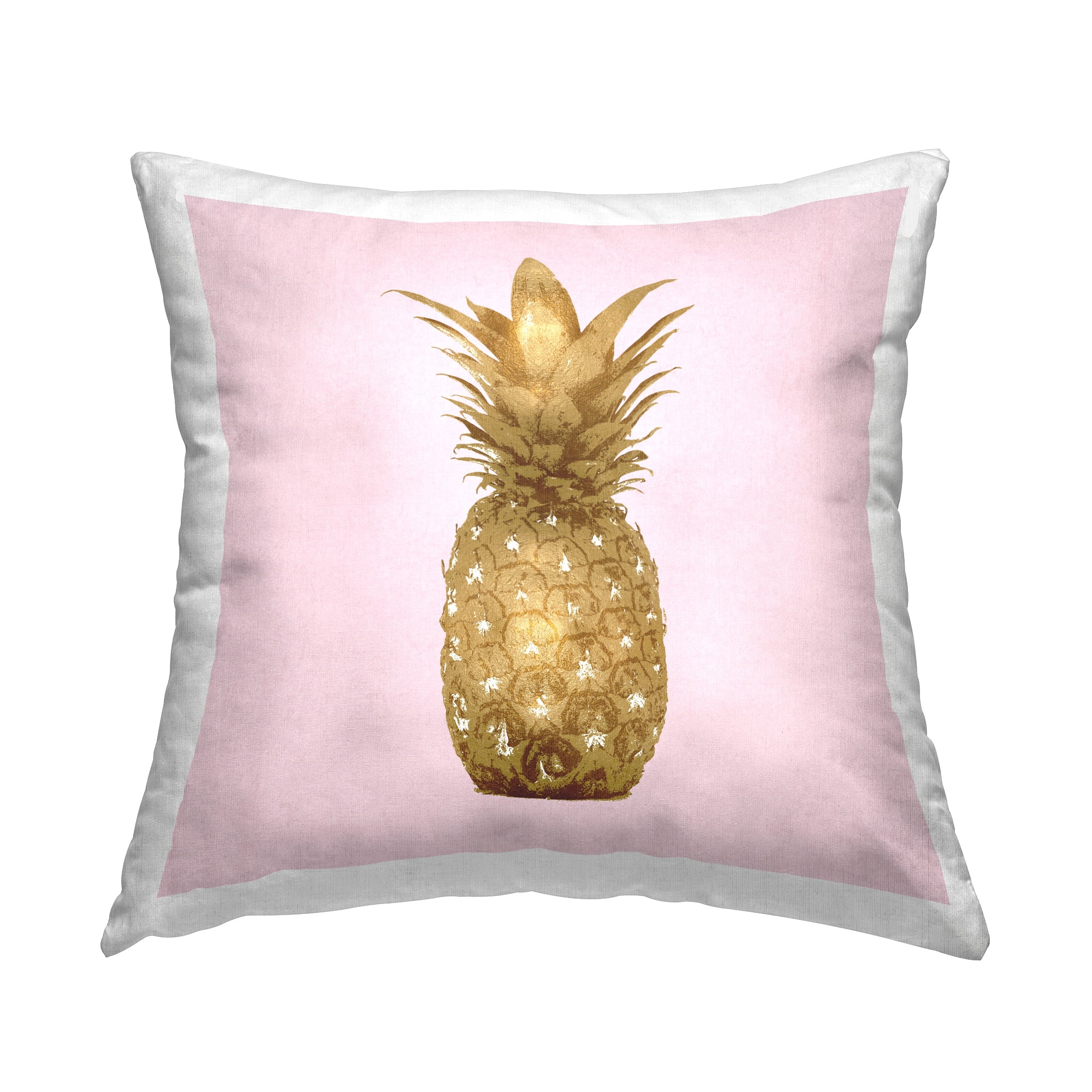 Stupell Industries Pink Glam Pineapple Tropical Fruit Square Decorative Printed Throw Pillow, 18 x 18,