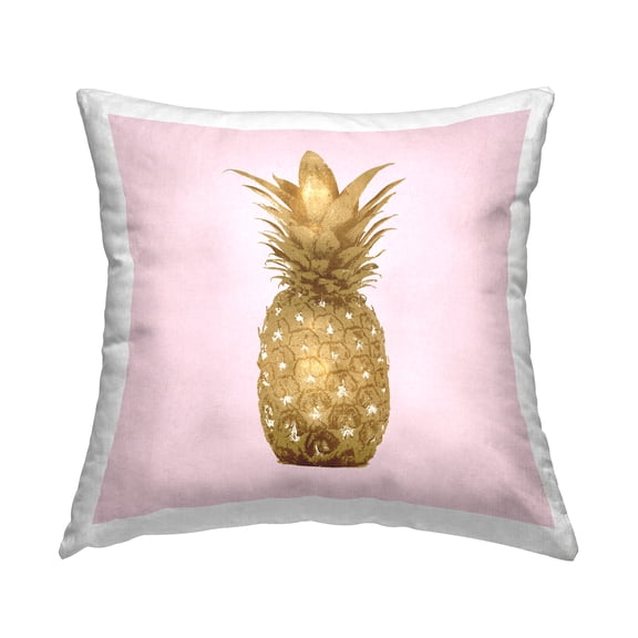 Stupell Industries Pink Glam Pineapple Tropical Fruit Square Decorative Printed Throw Pillow, 18 x 18,