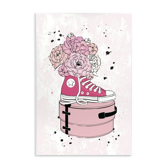 Stupell Industries Pink Glam Sneaker Florals Fashion Painting Unframed Art Print Wall Art, 13 x 19