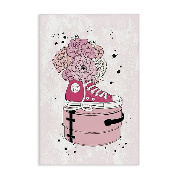 Stupell Industries Pink Glam Sneaker Florals Fashion Painting Wrapped Canvas Art Print Wall Art, 16 x 24