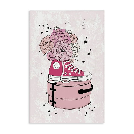 Stupell Industries Pink Glam Sneaker Florals Fashion Painting Wrapped Canvas Art Print Wall Art, 24 x 36