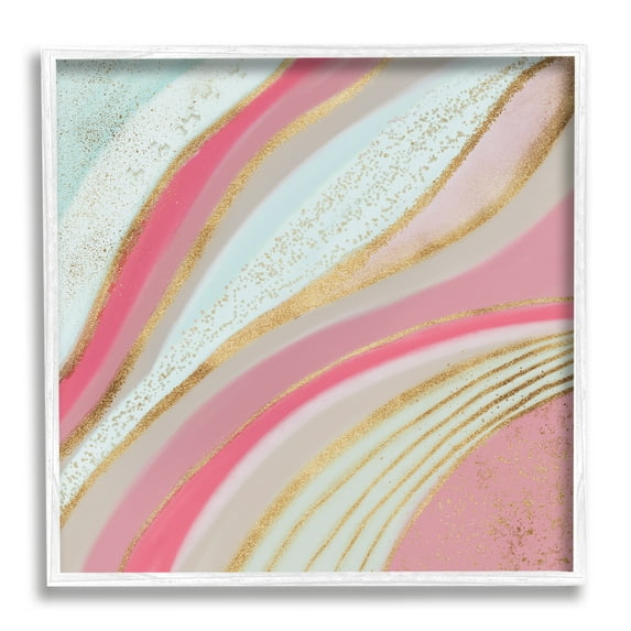 Stupell Industries Pink & Glam Waves Abstract Painting White Framed Art Print Wall Art, 24 x 24