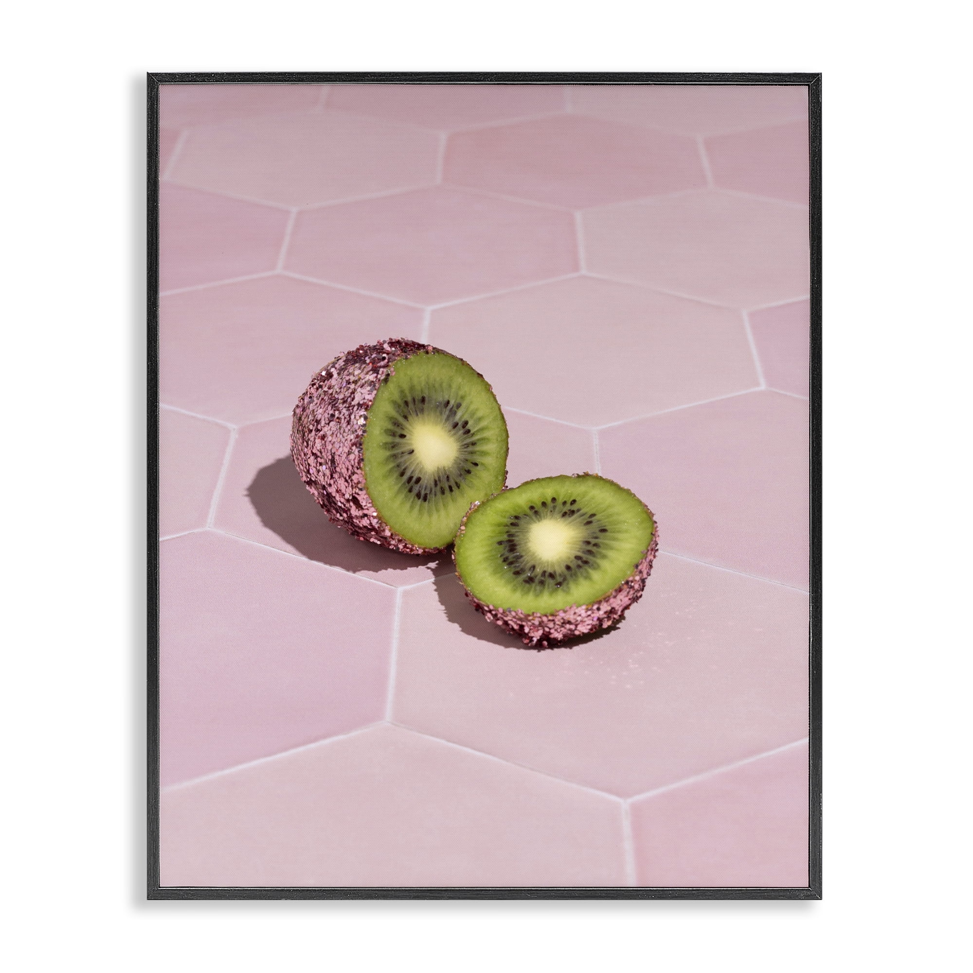 Stupell Industries Pink Glimmer Kiwi Black Framed Giclee Art, design by LISH Creative