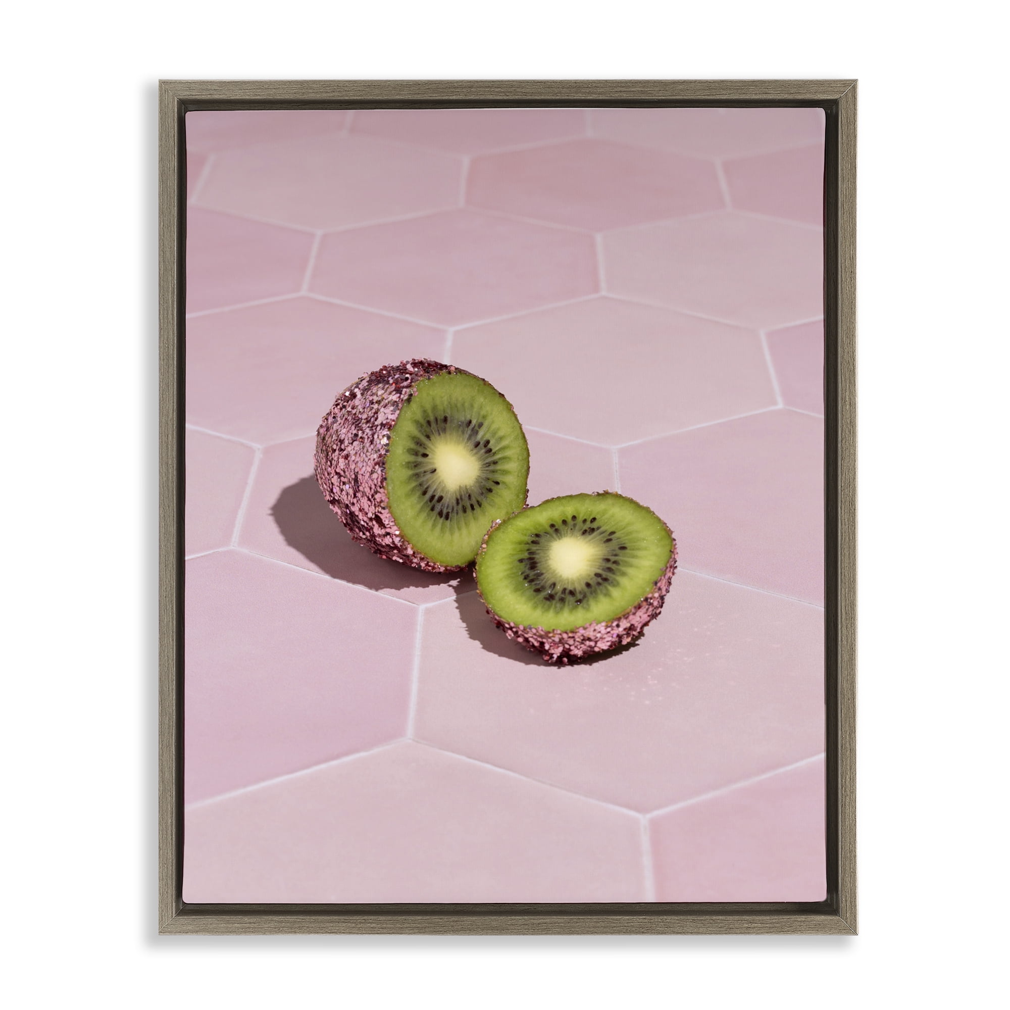 Stupell Industries Pink Glimmer Kiwi Brown Framed Floater Canvas Wall Art, design by LISH Creative