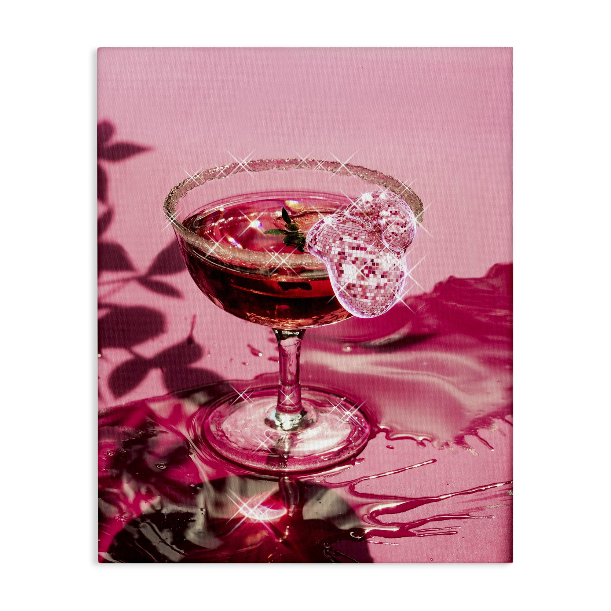 Stupell Industries Pink Glimmering Drink Food & Beverage Painting Gallery Wrapped Canvas Art Print Wall Art, 24 x 30