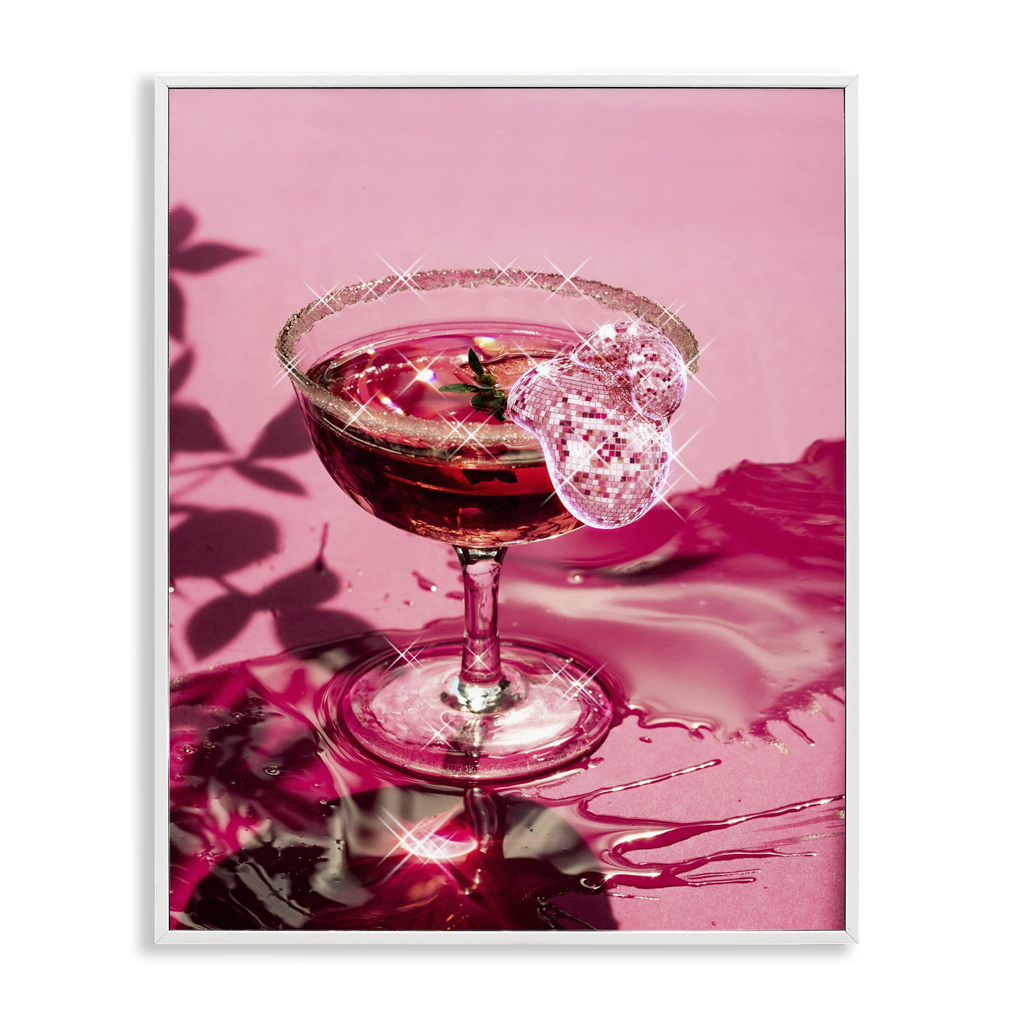 Stupell Industries Pink Glimmering Drink Food & Beverage Painting White Framed Art Print Wall Art, 24 x 30