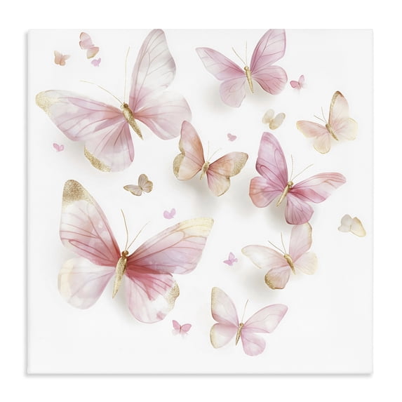 Stupell Industries Bohemian Pink & Gold Butterfly Rabble Canvas Art, 17 x 17, by Creative Studio