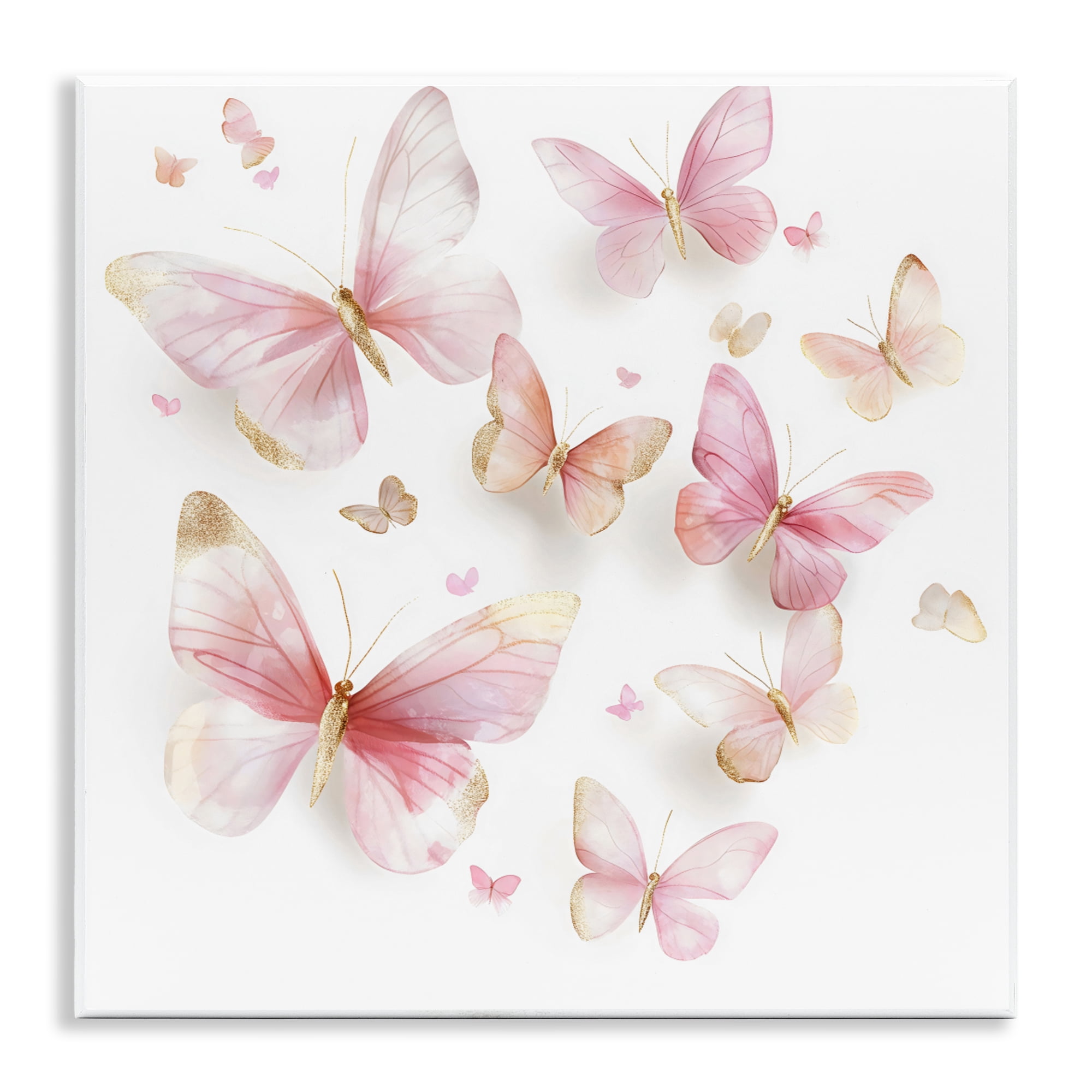 Stupell Industries Pink & Gold Butterfly Rabble Wall Plaque Art, design by Creative Studio
