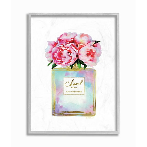 Stupell Industries Pink Gold Flower Perfume Glam Fashion Design Framed Wall Art by Amanda Greenwood