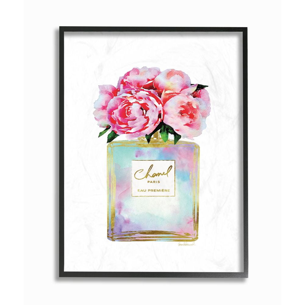 Stupell Industries Pink Gold Flower Perfume Glam Fashion Design Framed Wall Art by Amanda Greenwood