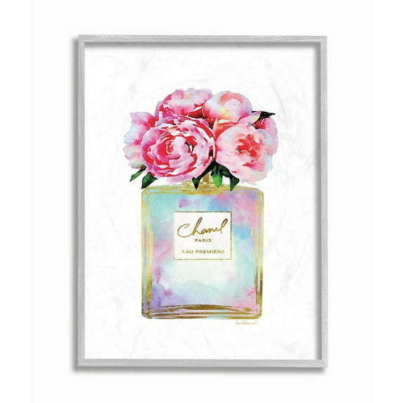 Stupell Industries Pink Gold Flower Perfume Glam Fashion Design Framed Wall Art by Amanda Greenwood