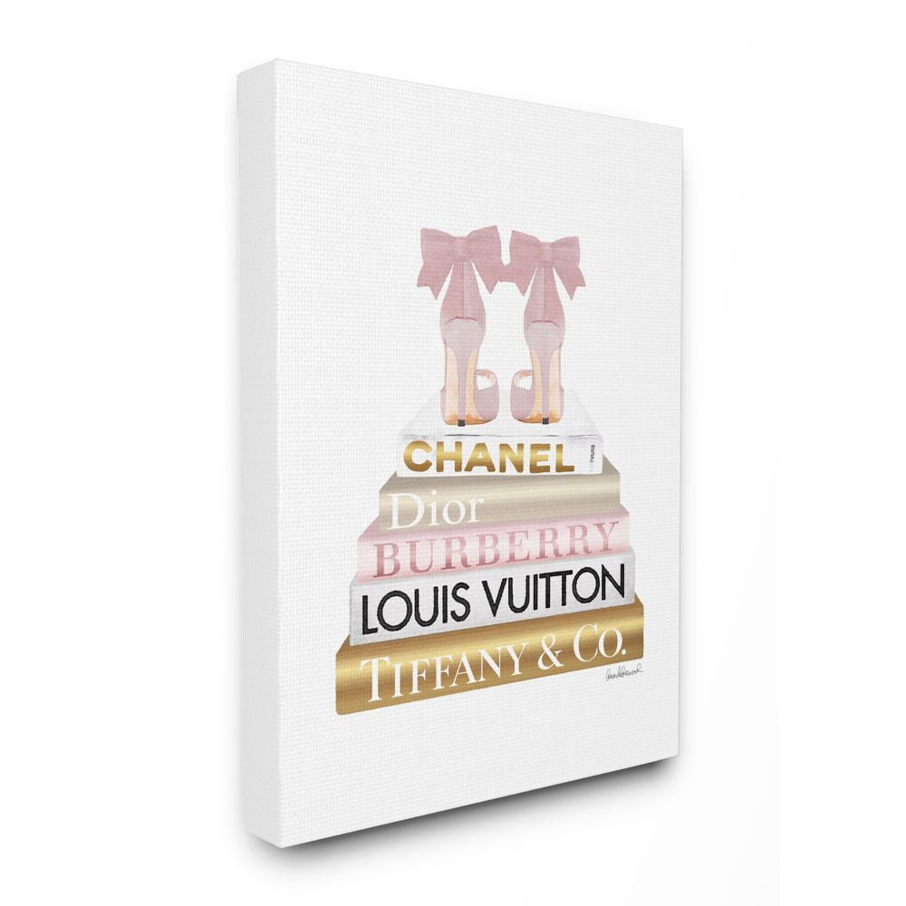 Stupell Industries Pink Gold Heels Bookstack Glam Fashion Design Canvas Wall Art by Amanda Greenwood