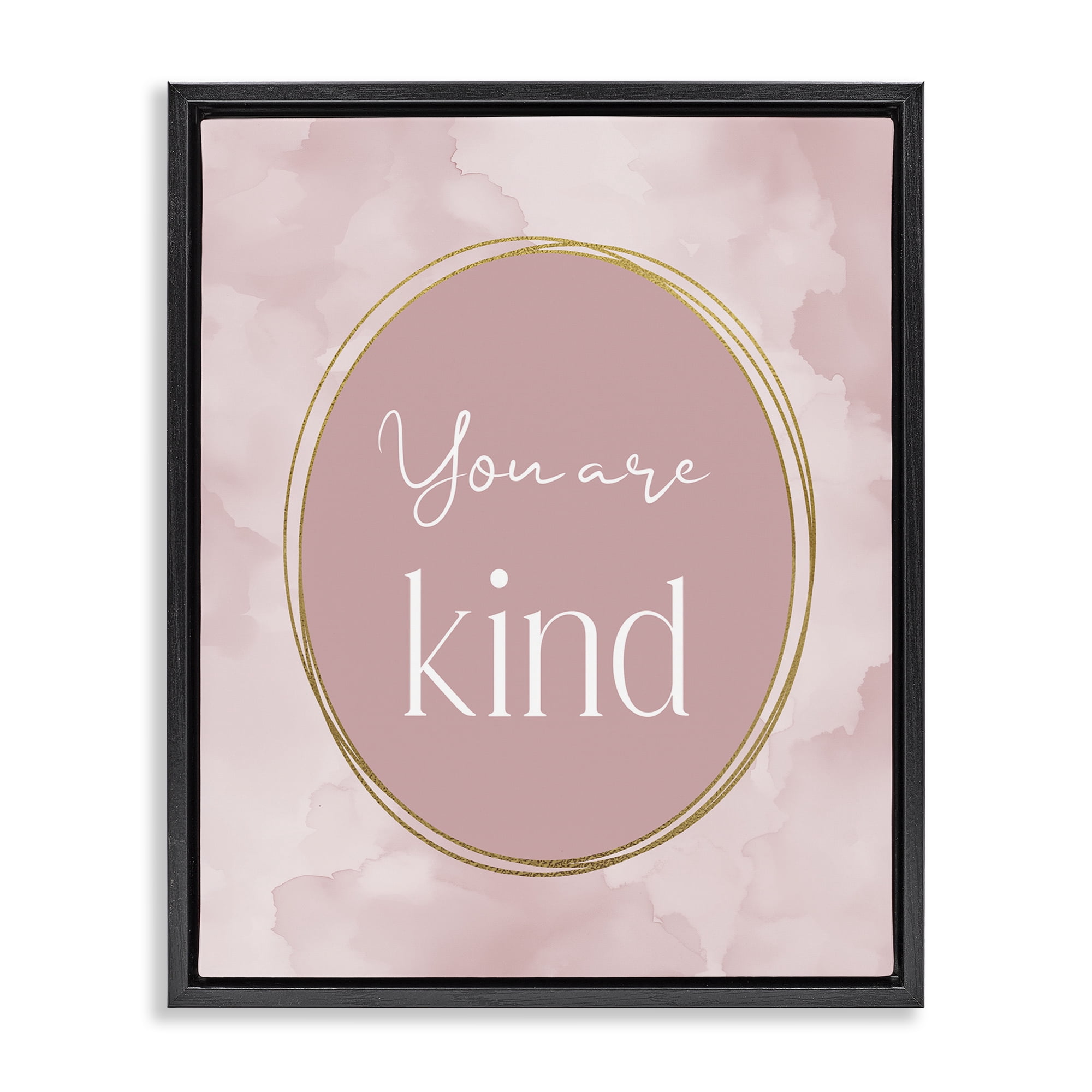 Stupell Industries Pink Golden Affirmation Black Framed Floater Canvas Wall Art, design by Christine Simpson Art