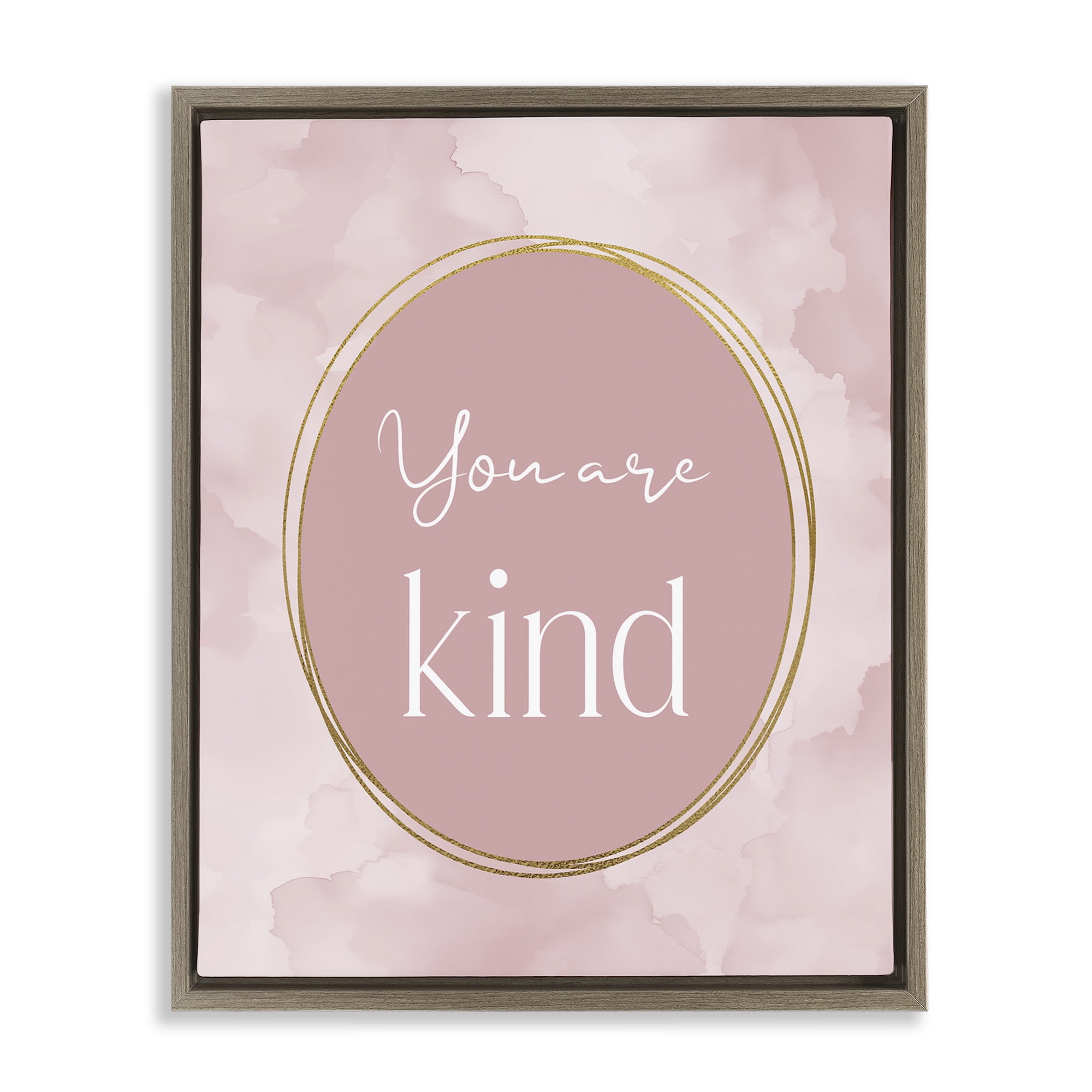 Stupell Industries Pink Golden Affirmation Brown Framed Floater Canvas Wall Art, design by Christine Simpson Art