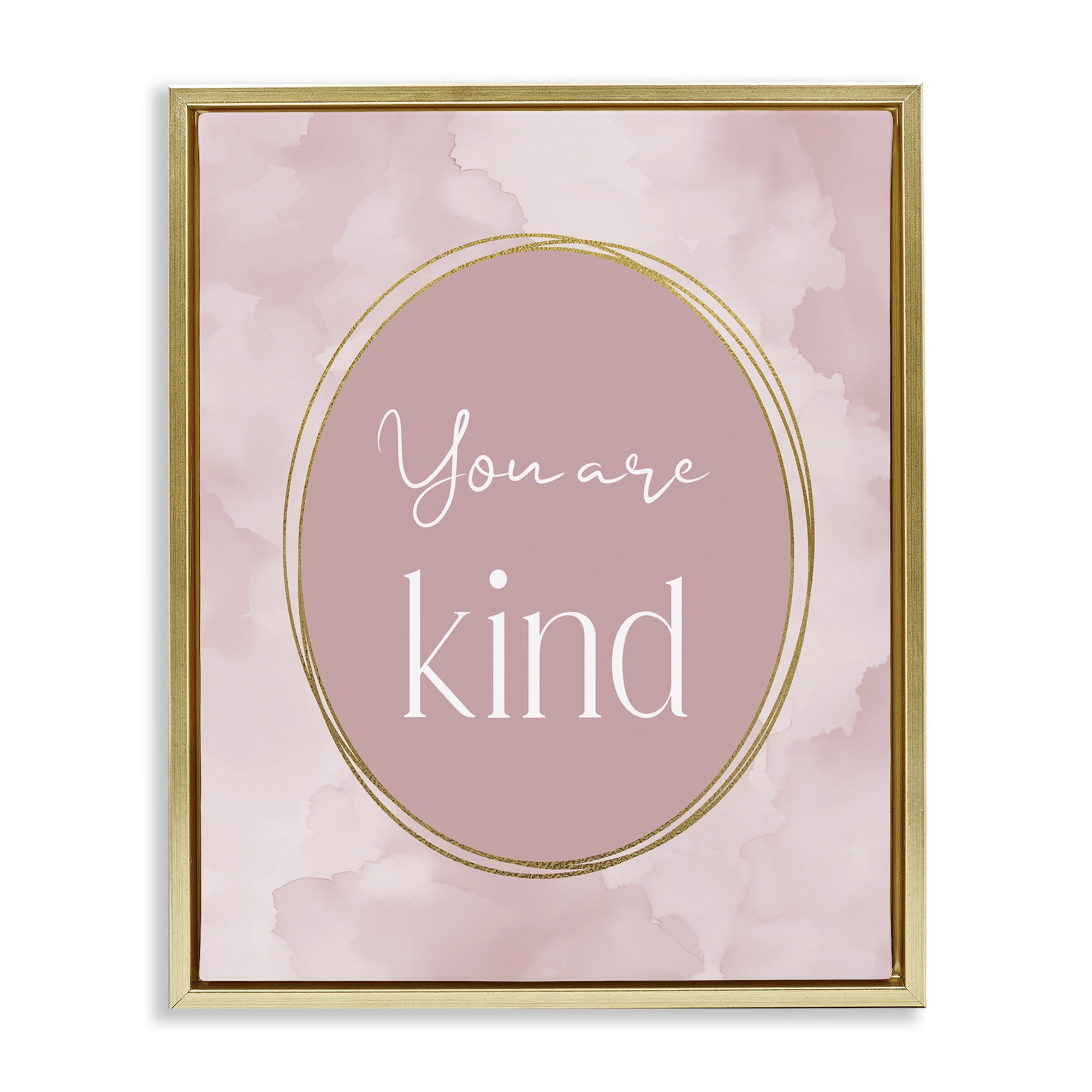 Stupell Industries Pink Golden Affirmation Gold Framed Floater Canvas Wall Art, design by Christine Simpson Art