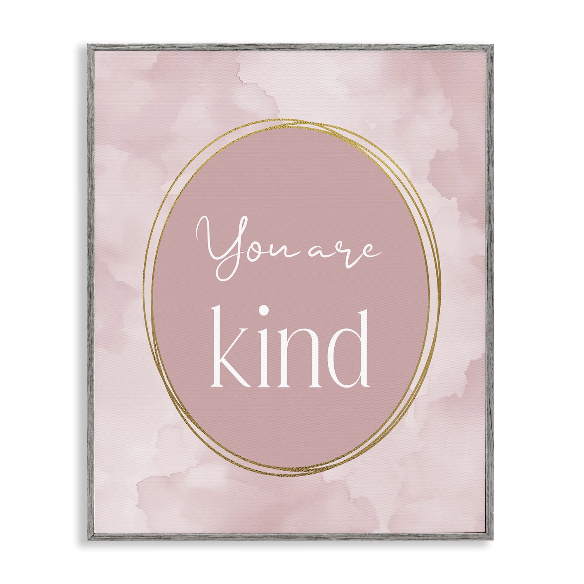 Stupell Industries Pink Golden Affirmation Gray Framed Giclee Art, design by Christine Simpson Art