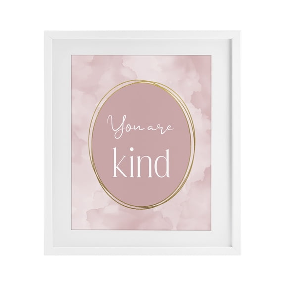 Stupell Industries Pink Golden Affirmation White Framed Print Under Glass, design by Christine Simpson Art