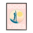 thumbnail image 1 of Stupell Industries Pink Good Vibes Text Surfer Chick Sunrise Black Framed by Daphne Polselli, 1 of 7