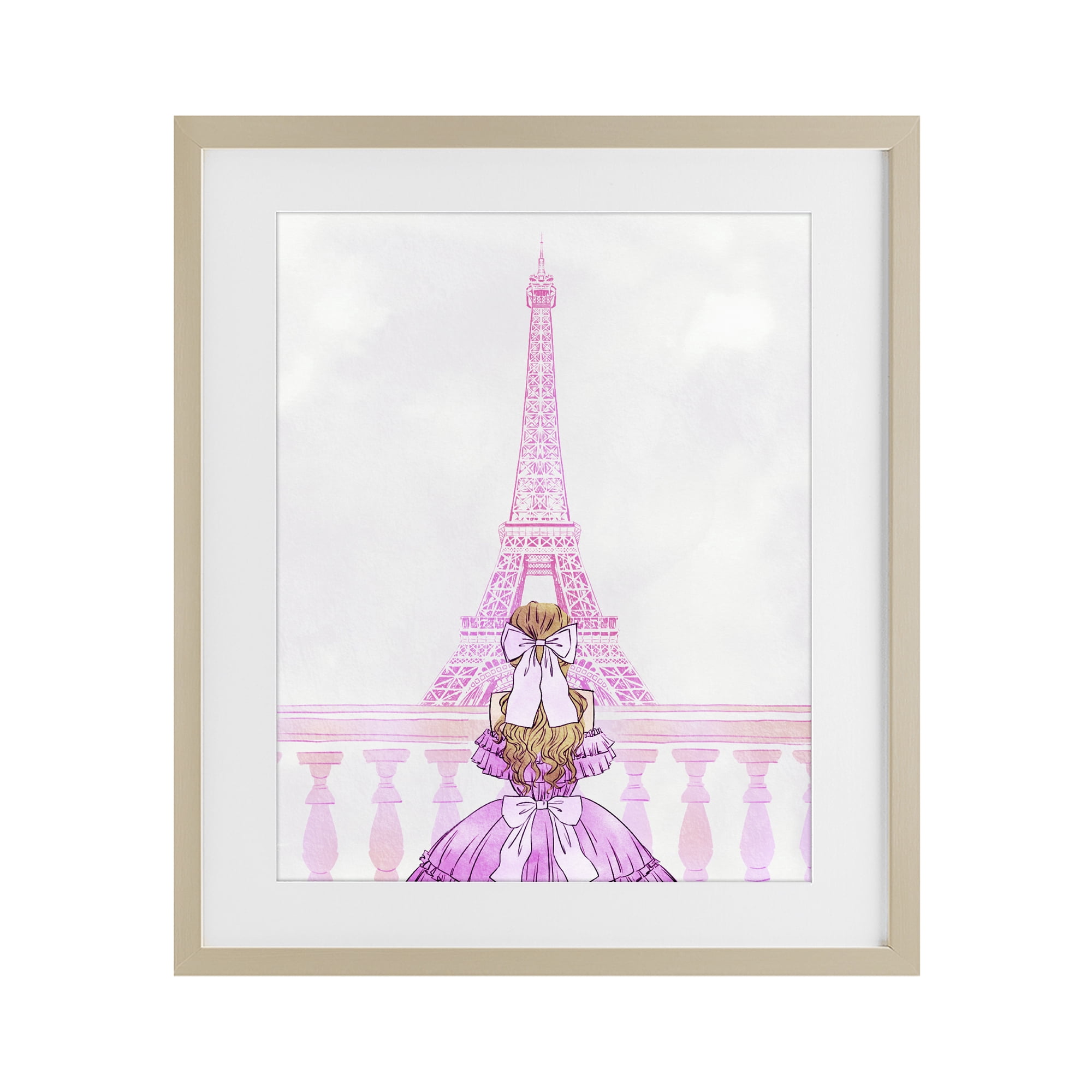 Stupell Industries Pink Gown & Eiffel Tower Birch Framed Print Under Glass, design by Ziwei Li
