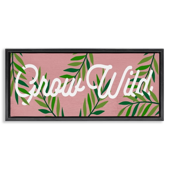 Stupell Industries Pink & Green Grow Wild Black Framed Floater Canvas Wall Art design by Lil' Rue, 11 x 25
