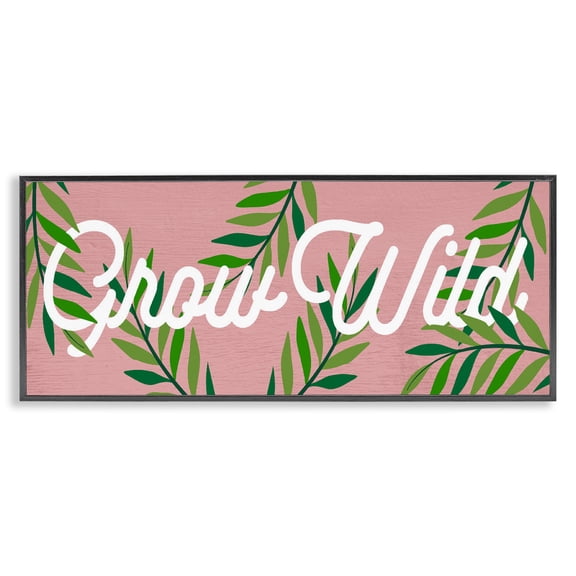 Stupell Industries Pink & Green Grow Wild Black Framed Giclee Art design by Lil' Rue, 10 x 24