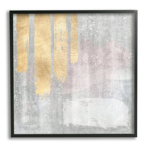 Stupell Industries Pink & Grey Composition Abstract Painting Black Framed Art Print Wall Art, 12 x 12