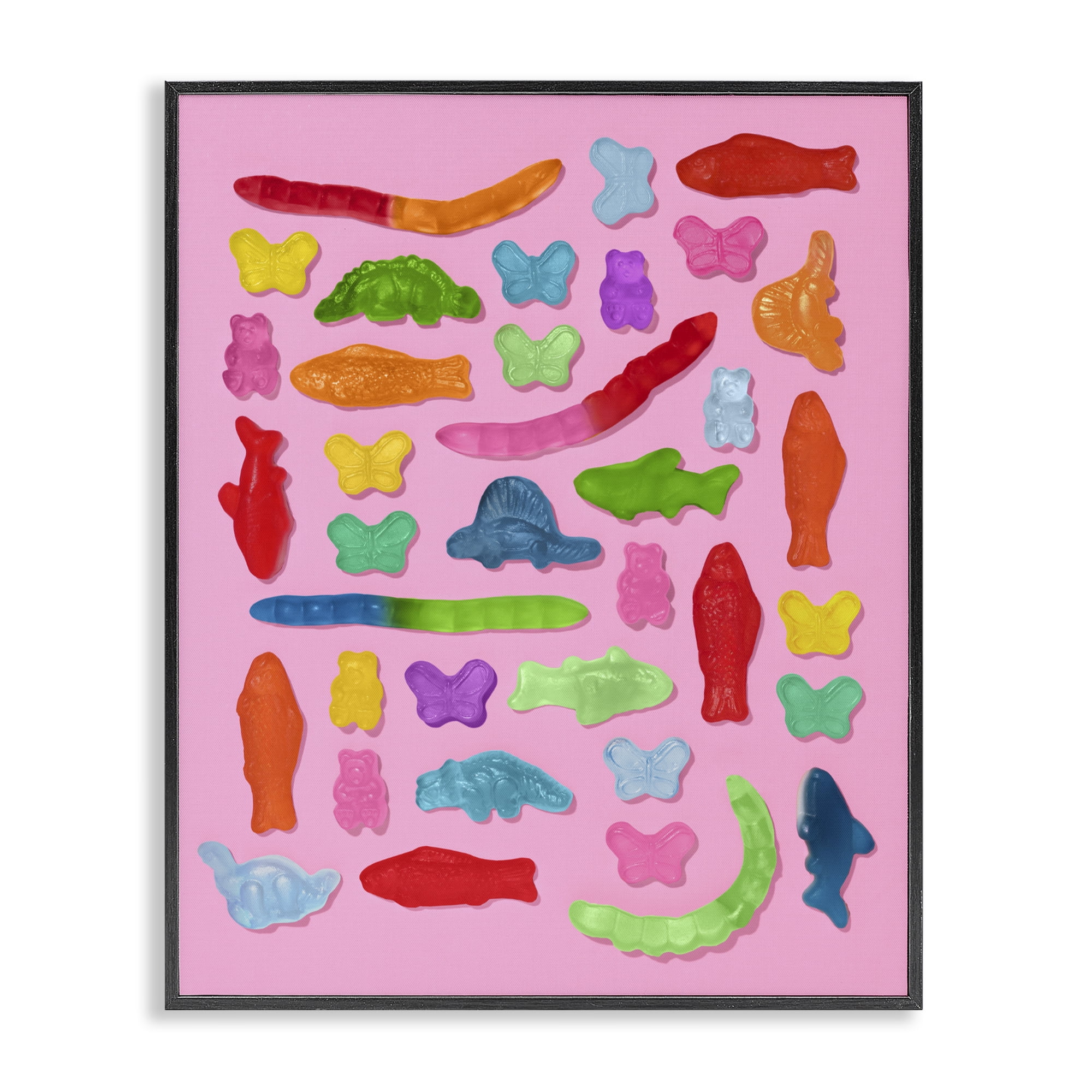 Stupell Industries Pink Gummy Animal Collage Black Framed Giclee Art, design by LISH Creative