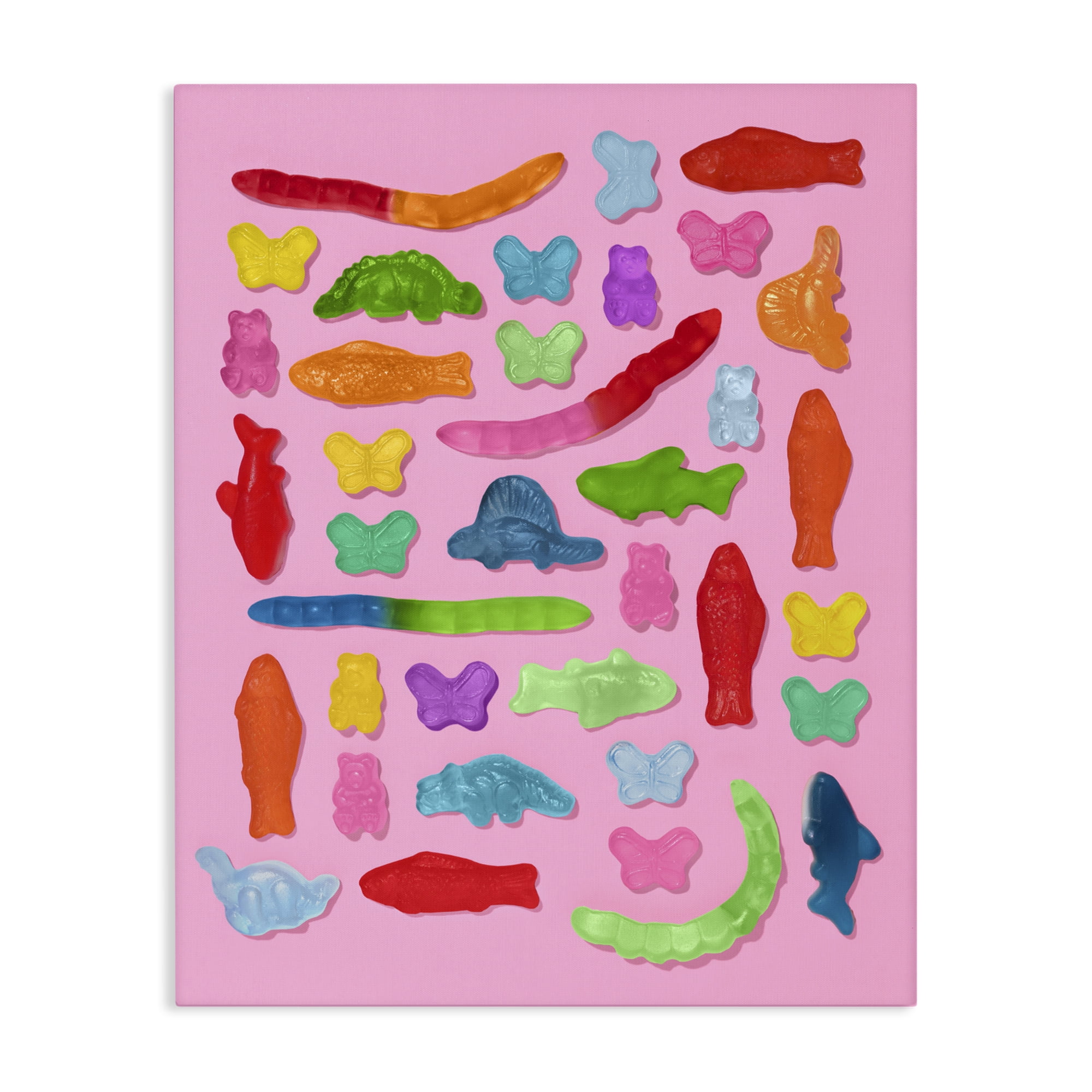 Stupell Industries Pink Gummy Animal Collage Canvas Wall Art, design by LISH Creative