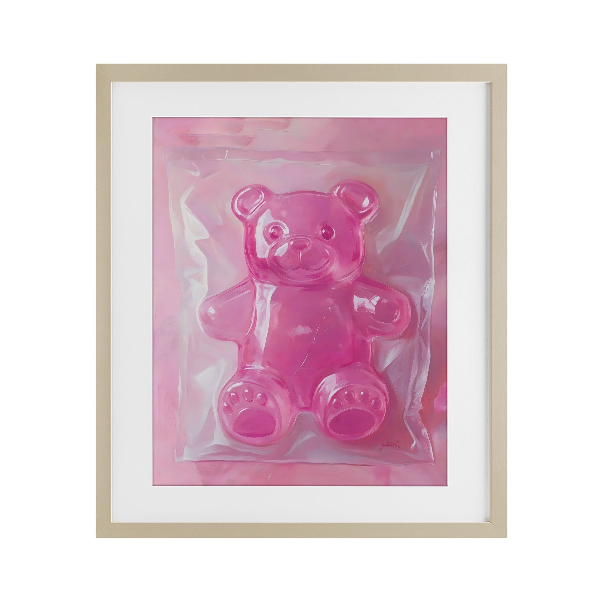 Stupell Industries Pink Gummy Candy Bear Birch Framed Print Under Glass, design by The Prints Vibe