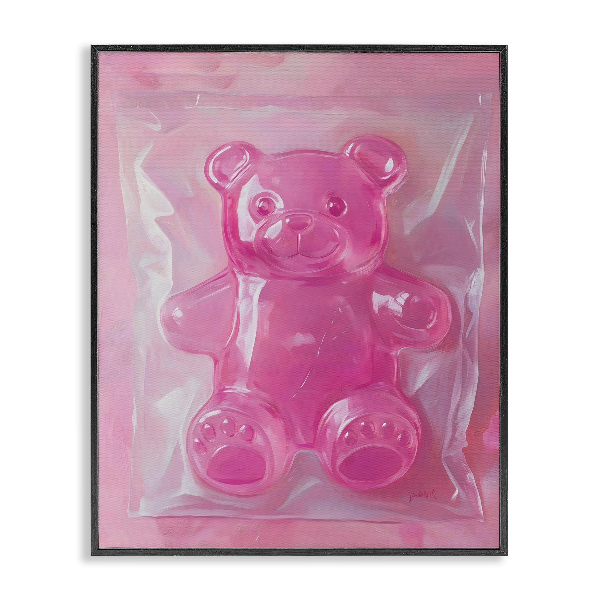 Stupell Industries Pink Gummy Candy Bear Black Framed Giclee Art, design by The Prints Vibe