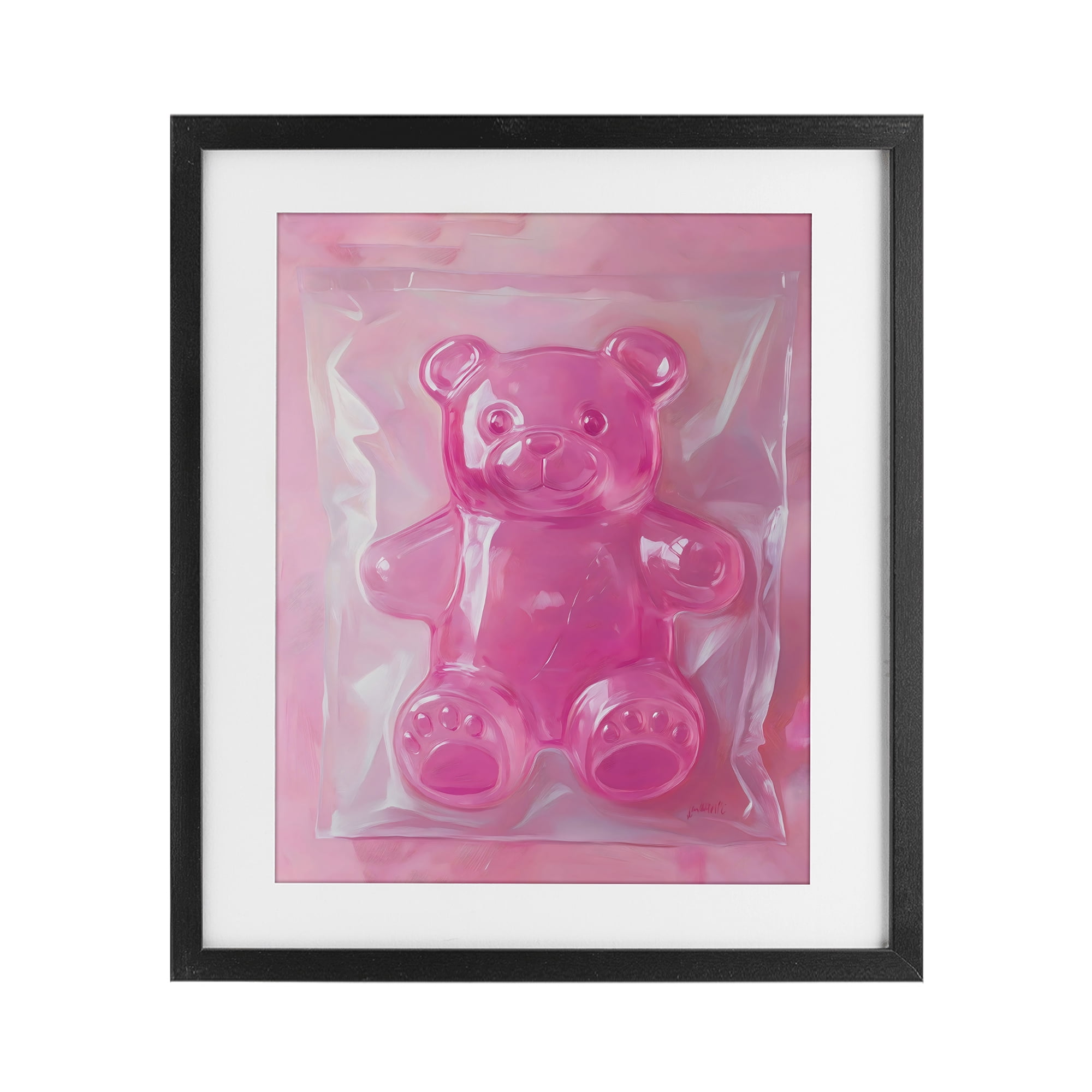 Stupell Industries Pink Gummy Candy Bear Black Framed Print Under Glass, design by The Prints Vibe