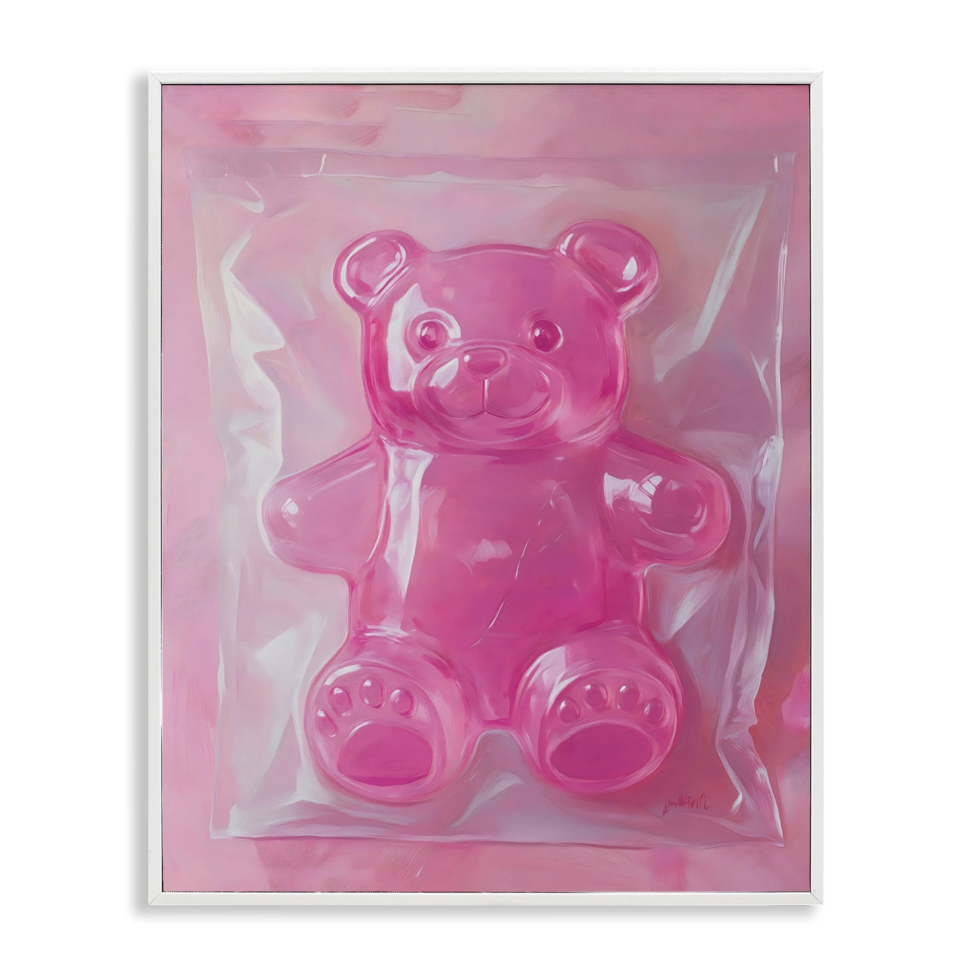 Stupell Industries Pink Gummy Candy Bear White Framed Giclee Art, design by The Prints Vibe