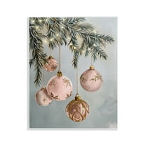 Stupell Industries Pink Hanging Christmas Ornaments Holiday Painting Unframed Art Print Wall Art, 11 x 14