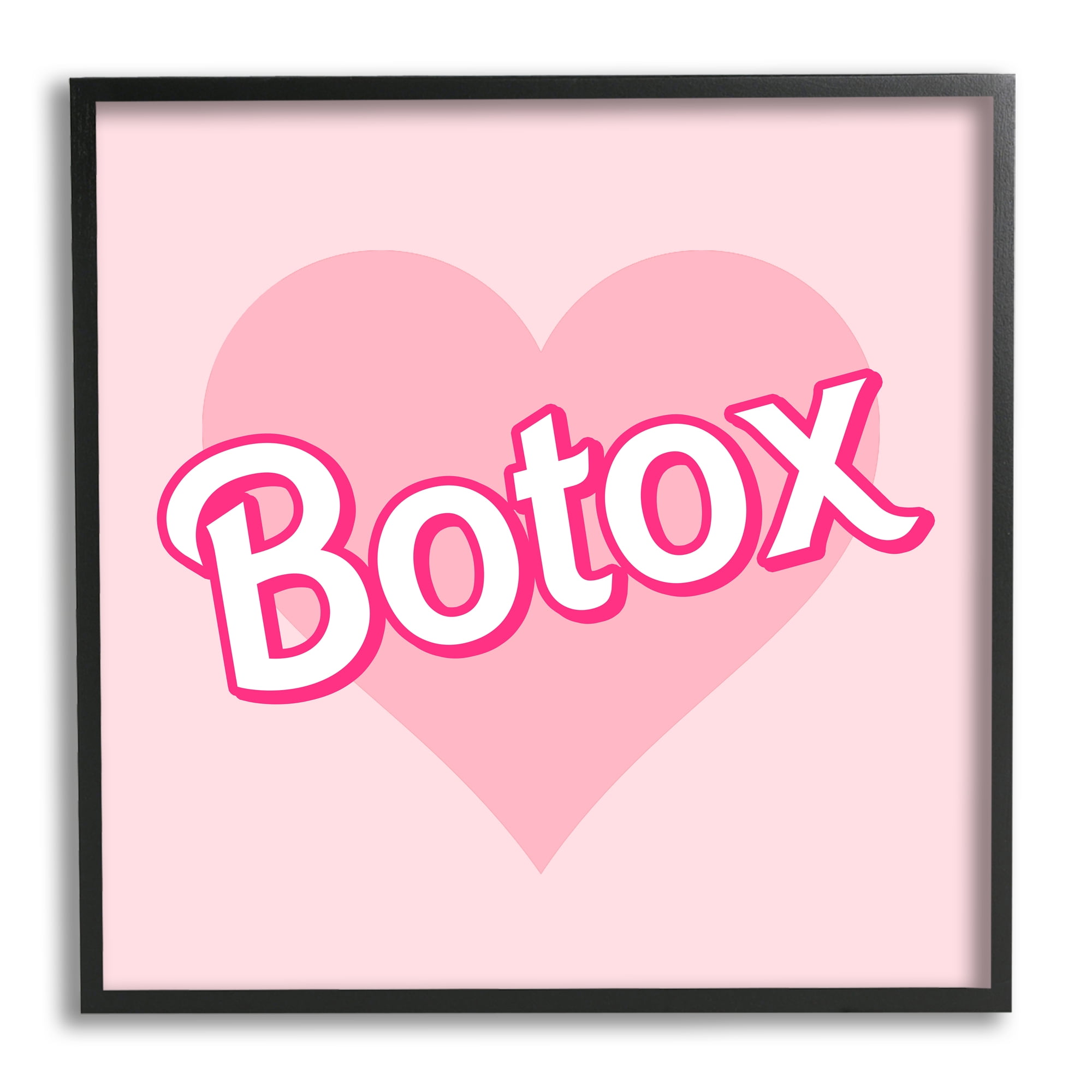 Stupell Industries Pink Heart Botox Inspirational Painting Black Framed Art Print Wall Art, 17 x 17