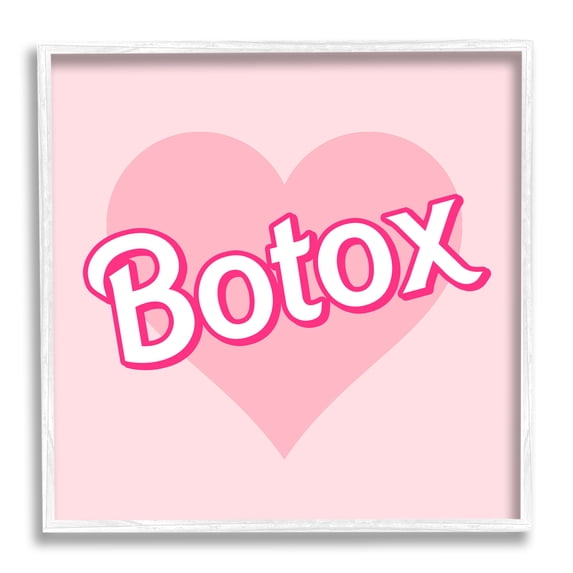 Stupell Industries Pink Heart Botox Inspirational Painting White Framed Art Print Wall Art, 17 x 17
