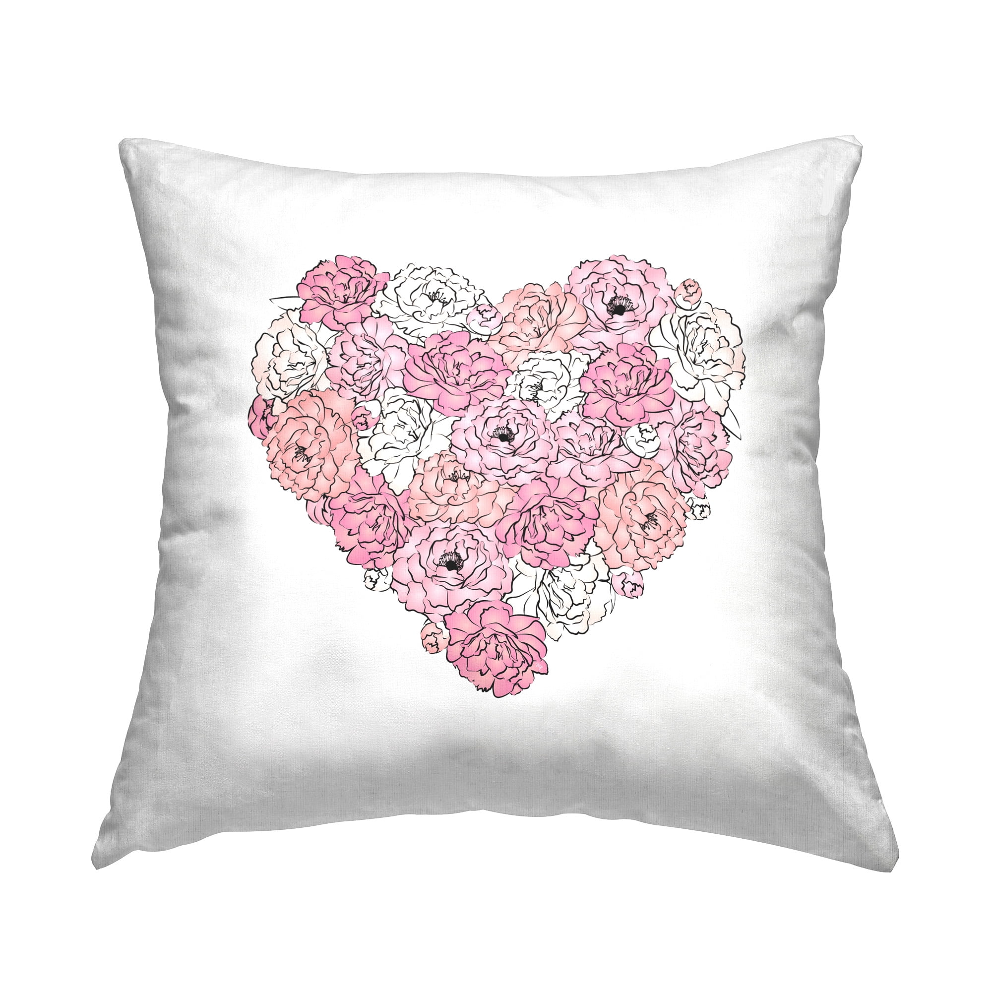 Stupell Industries Pink Heart Shaped Roses Decorative Printed Throw Pillow Design by Martina Pavlova