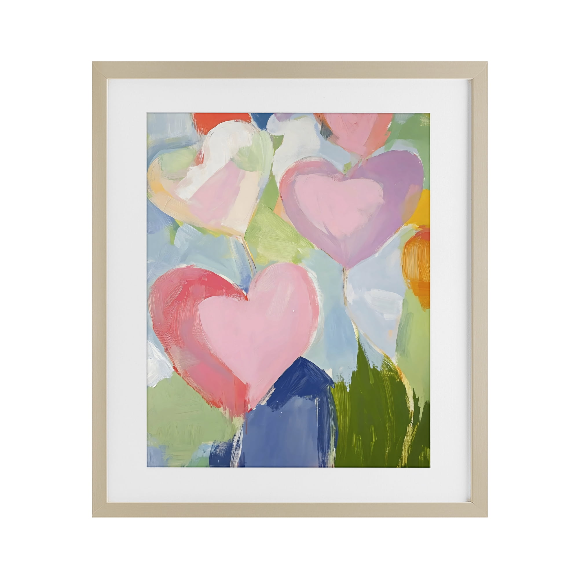 Stupell Industries Pink Hearts Abstraction Birch Framed Print Under Glass, design by The Prints Vibe