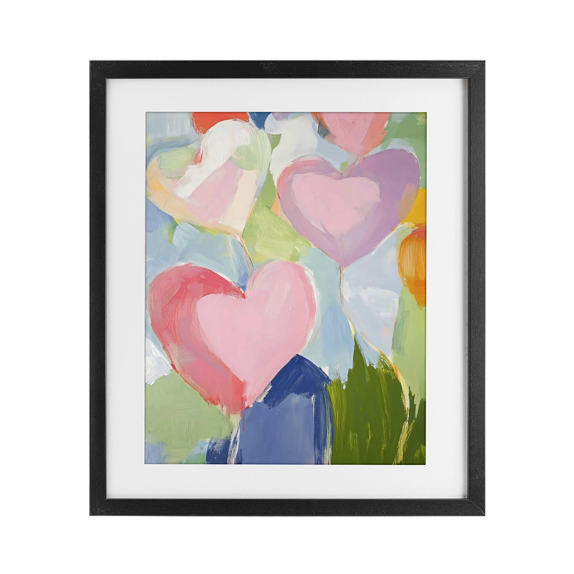 Stupell Industries Pink Hearts Abstraction Black Framed Print Under Glass, design by The Prints Vibe