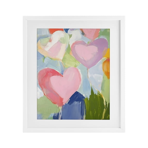 Stupell Industries Modern Pink Hearts Abstraction White Framed Print Under Glass, 17 x 21, by The Prints Vibe