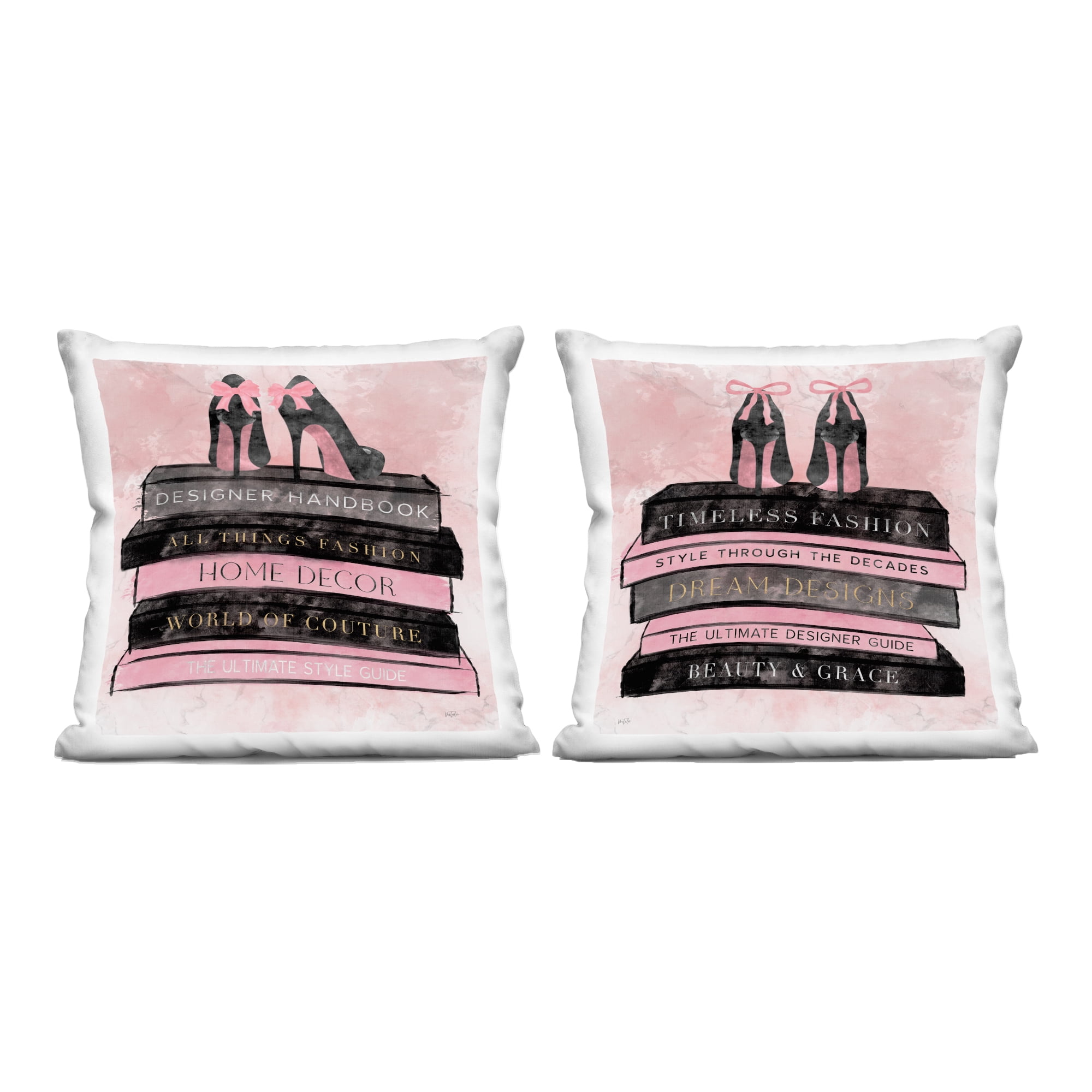 Stupell Industries Pink Heels Atop Books 2 Piece Decorative Printed Throw Pillow Set, design by Natalie Carpentieri, 18 x 7 x 18